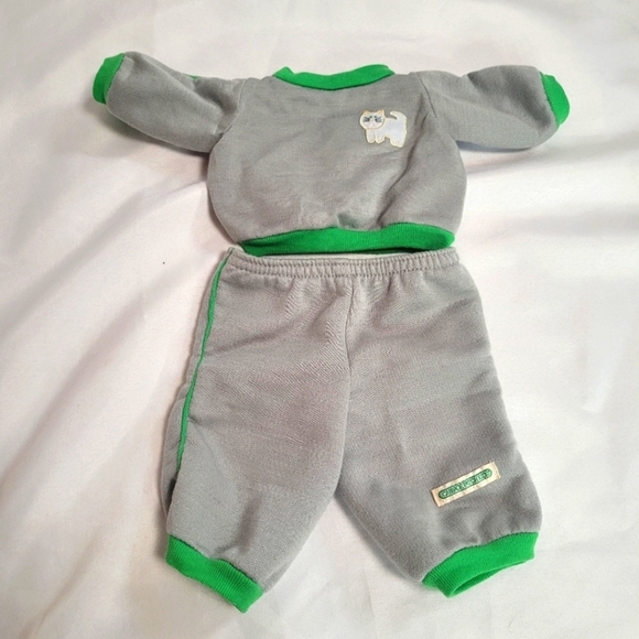VTG Cabbage Patch Kids Coleco Gray Green Kitty Cat Sweats Shirt Set - Picture 1 of 6